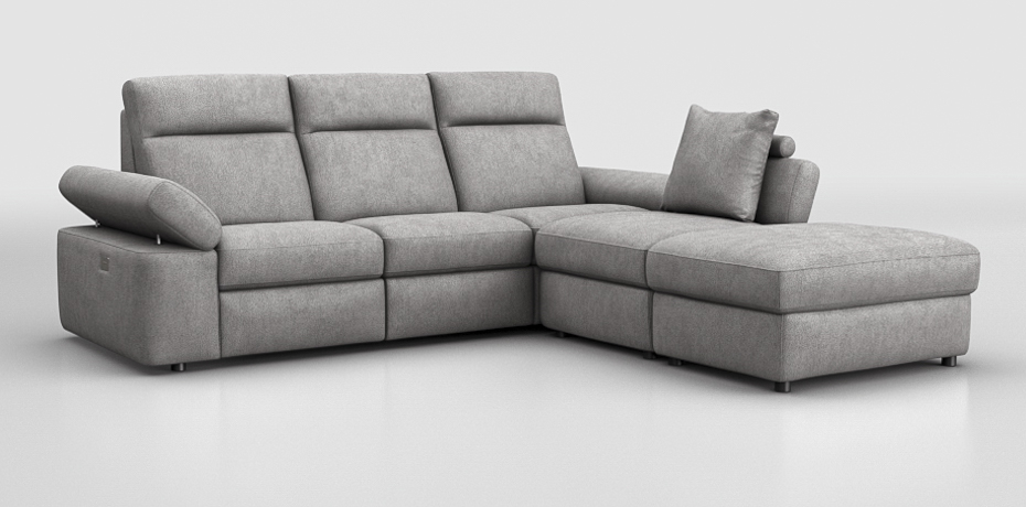 Pontenovo - corner sofa with 1 electric recliner componibile destro